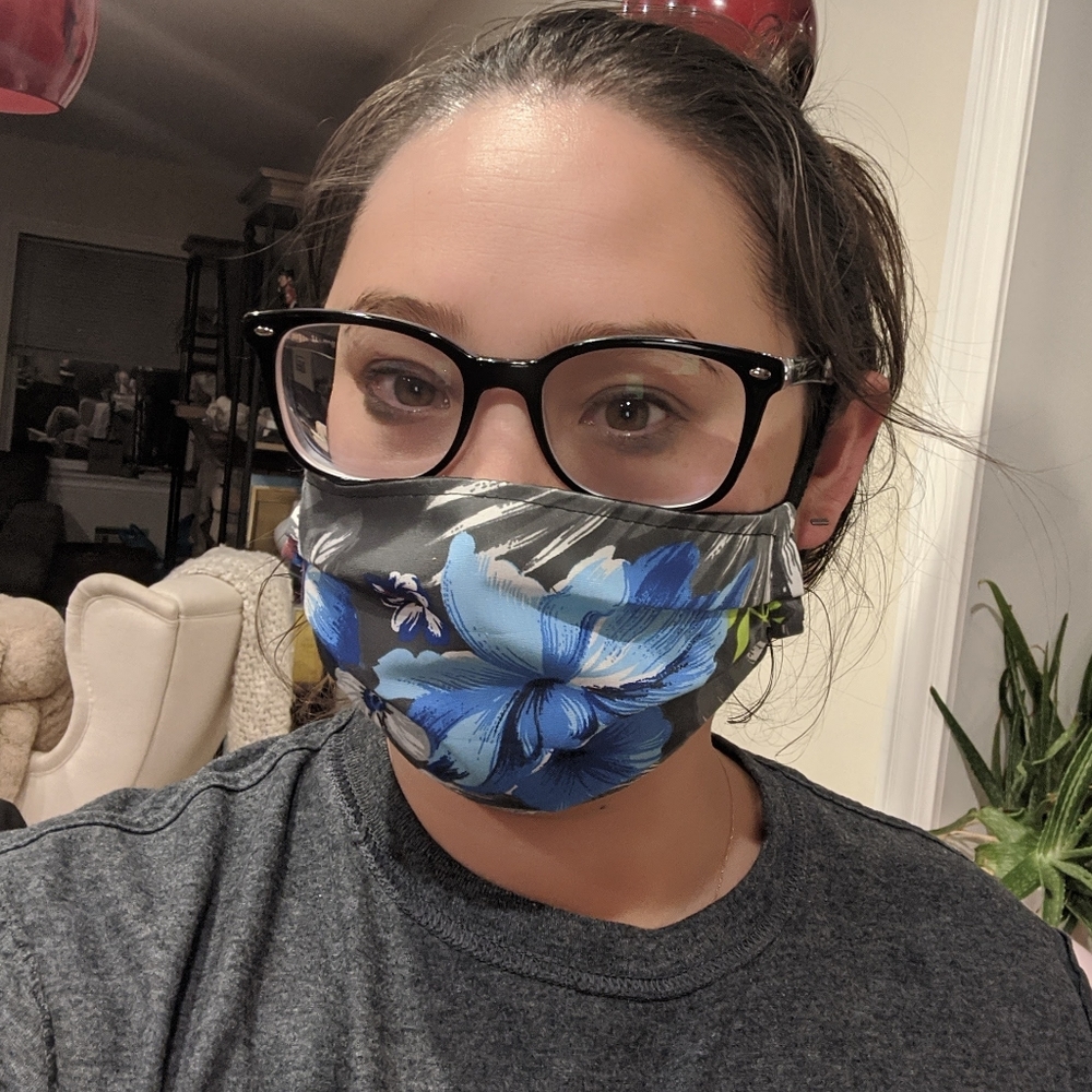 Tropical flower fabric facemask